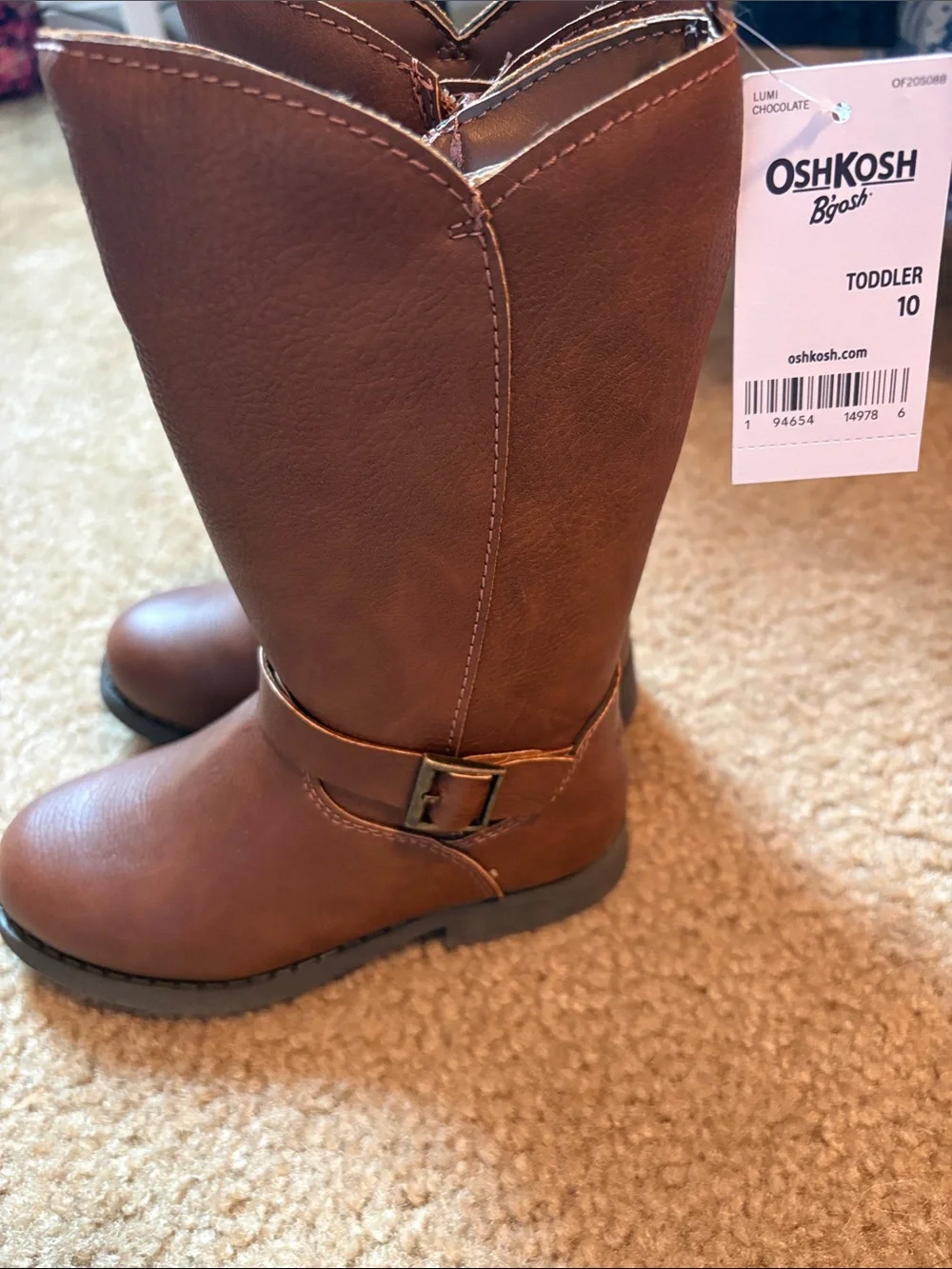OshKosh B'gosh Toddler Brown Zip Up Mid-Calf Boots